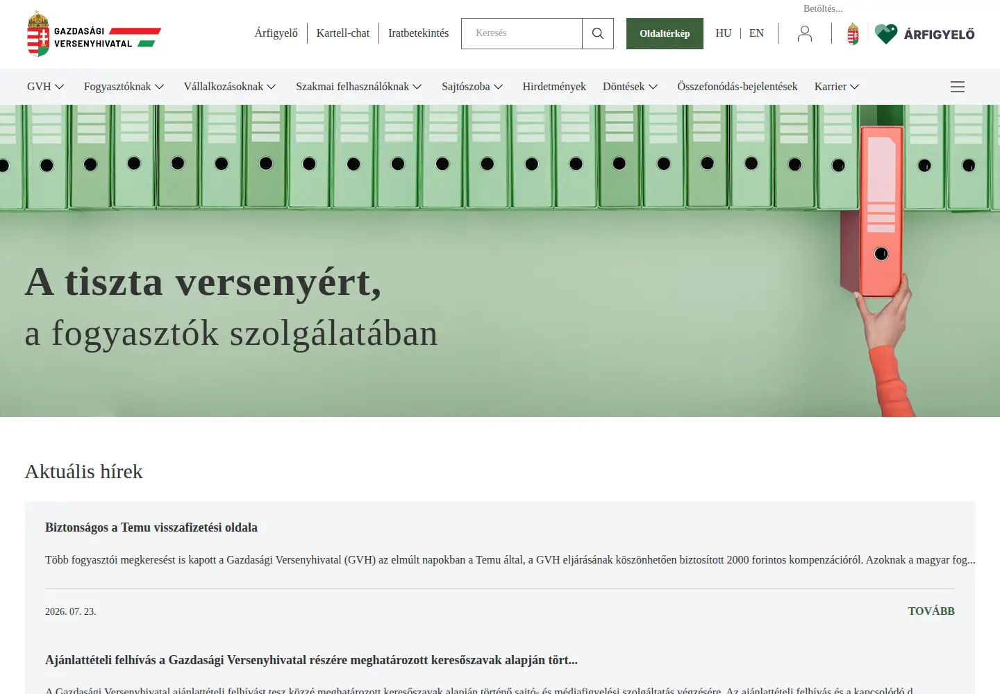 Screenshot of gvh.hu