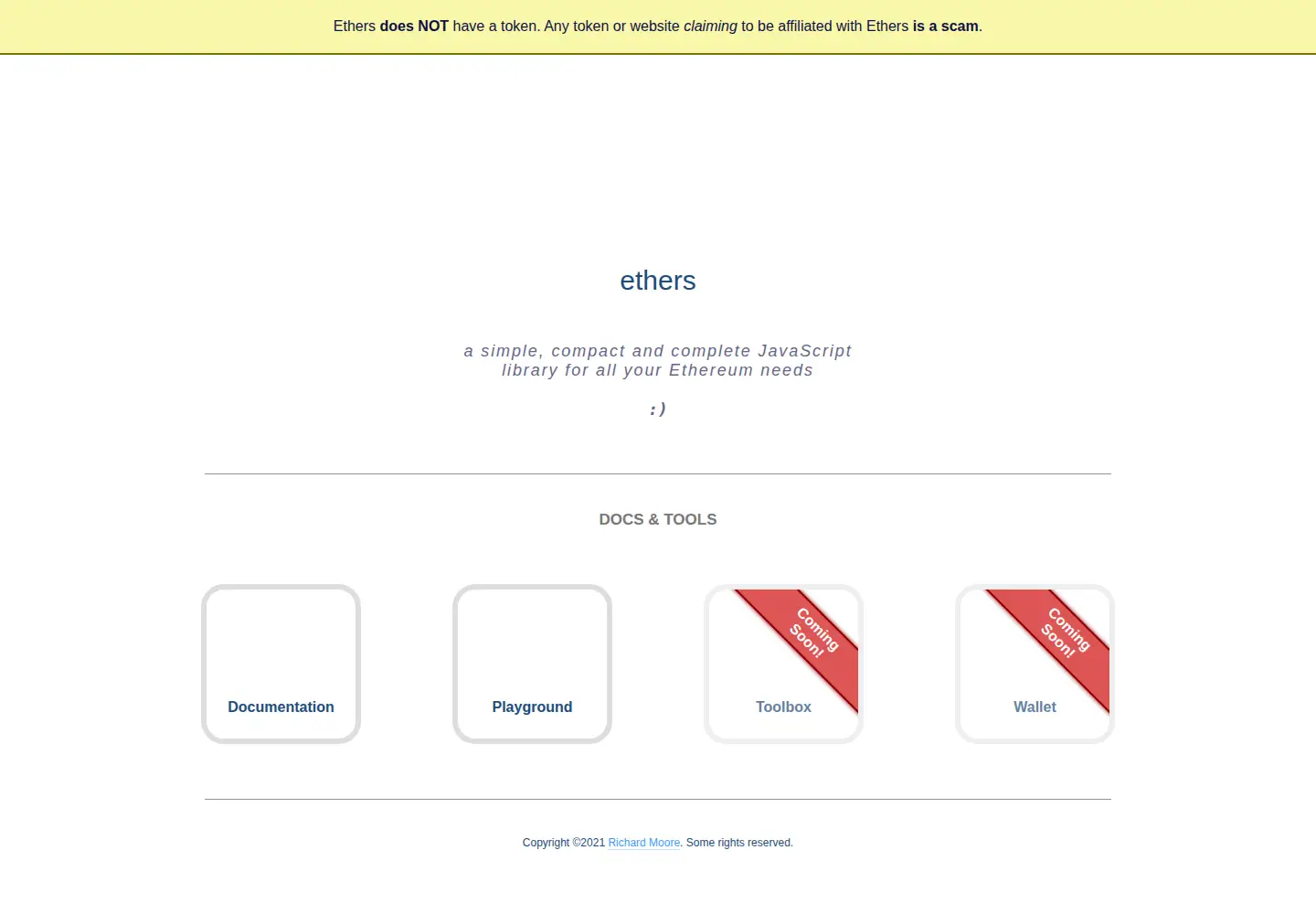 Screenshot of ethers.org