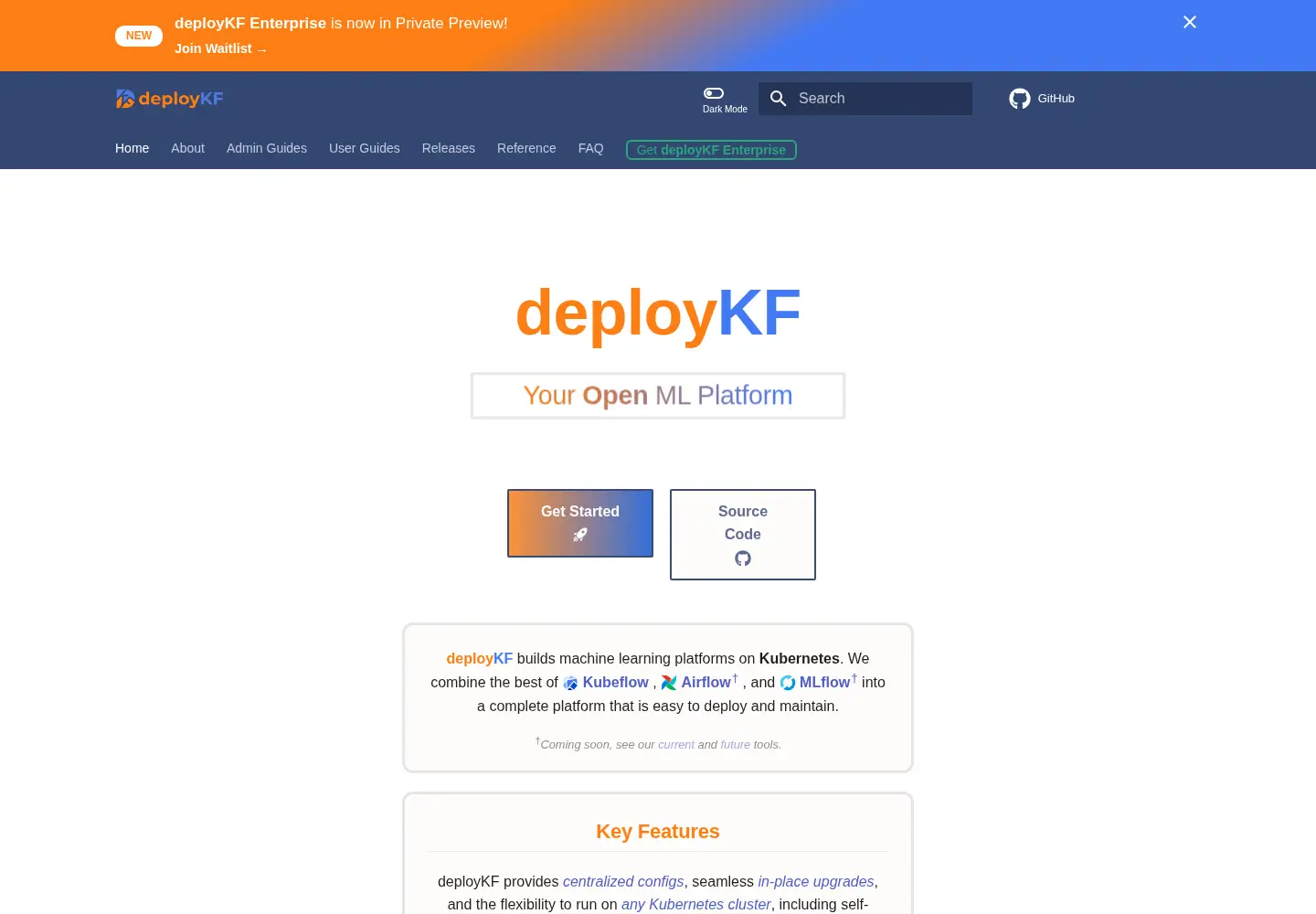 Captured homepage of deploykf.org in the current scan