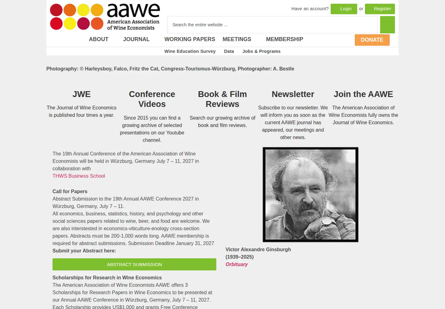 Screenshot of wine-economics.org