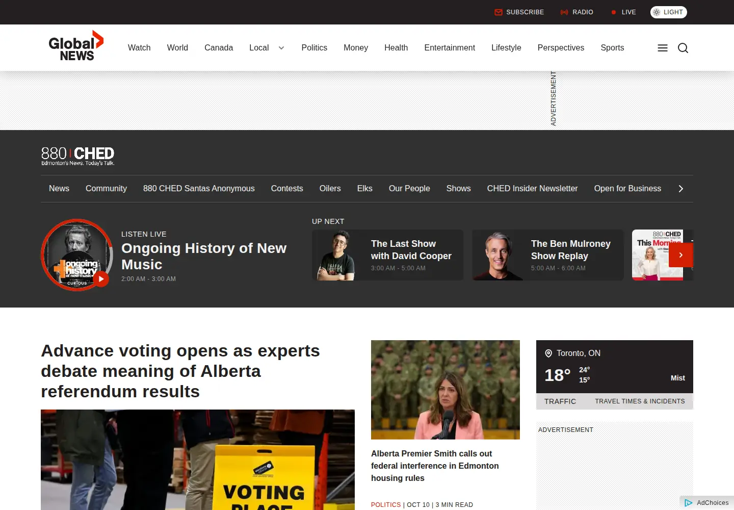 Captured homepage of 630ched.com in the current scan