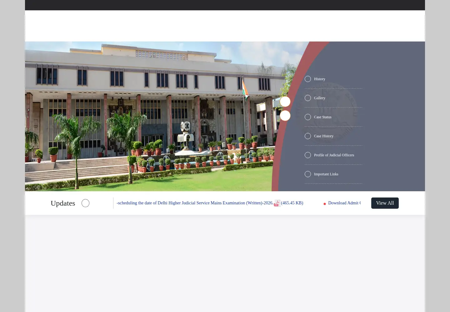 Captured homepage of delhihighcourt.nic.in in the current scan