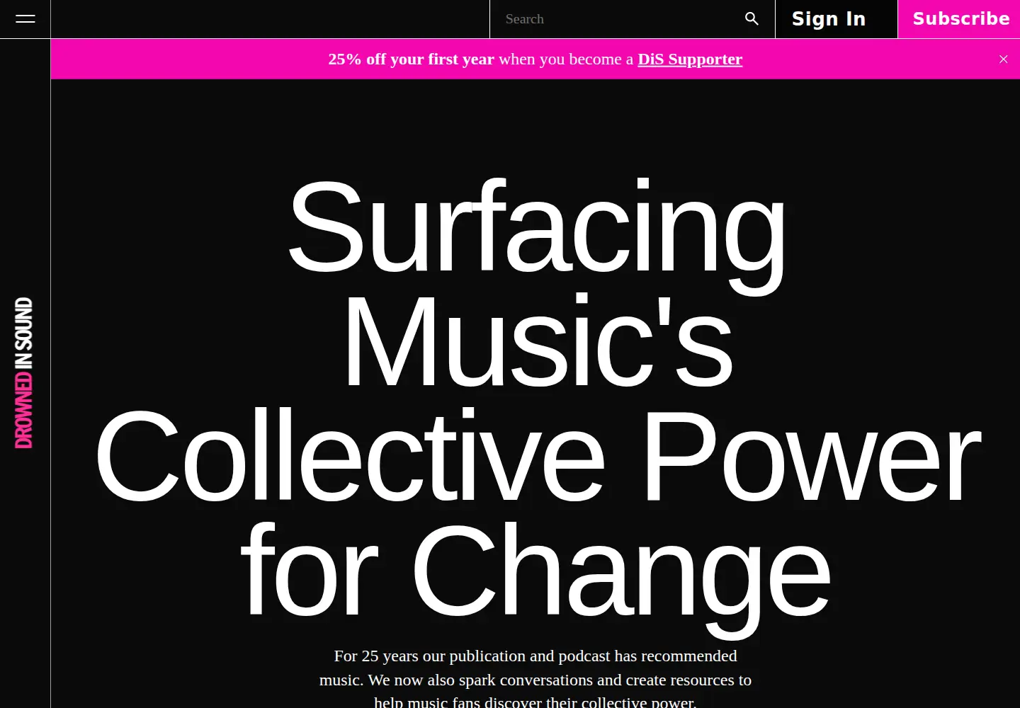 Captured homepage of drownedinsound.com in the current scan