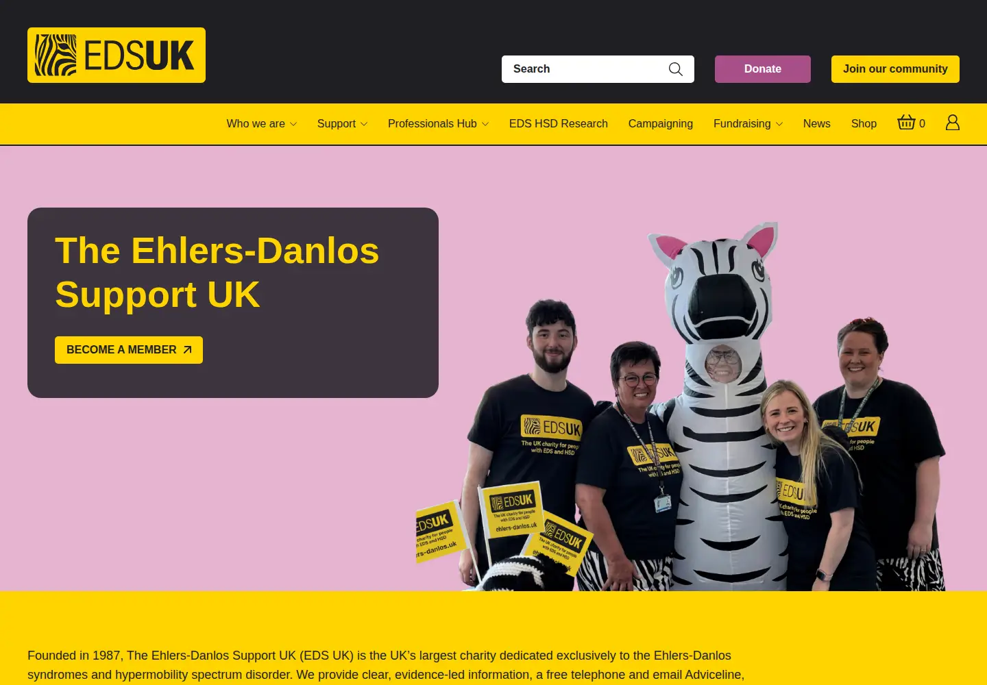 Captured homepage of ehlers-danlos.org in the current scan