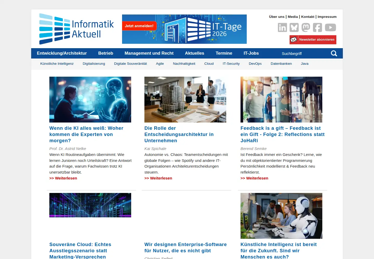 Captured homepage of informatik-aktuell.de in the current scan