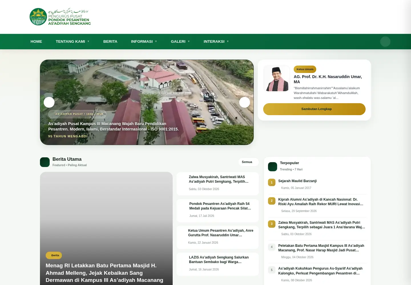 Captured homepage of asadiyahpusat.org in the current scan