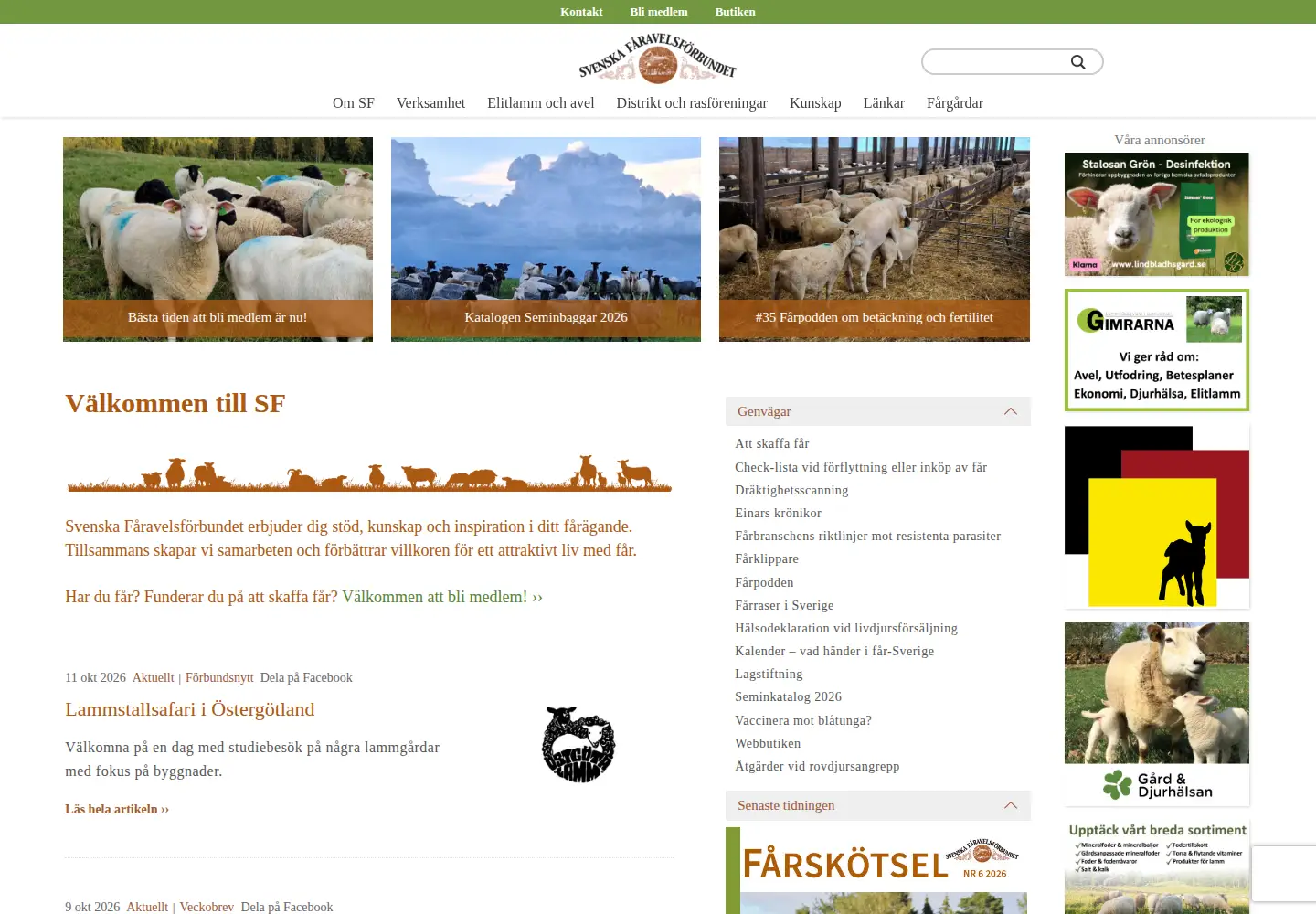Captured homepage of faravelsforbundet.se in the current scan