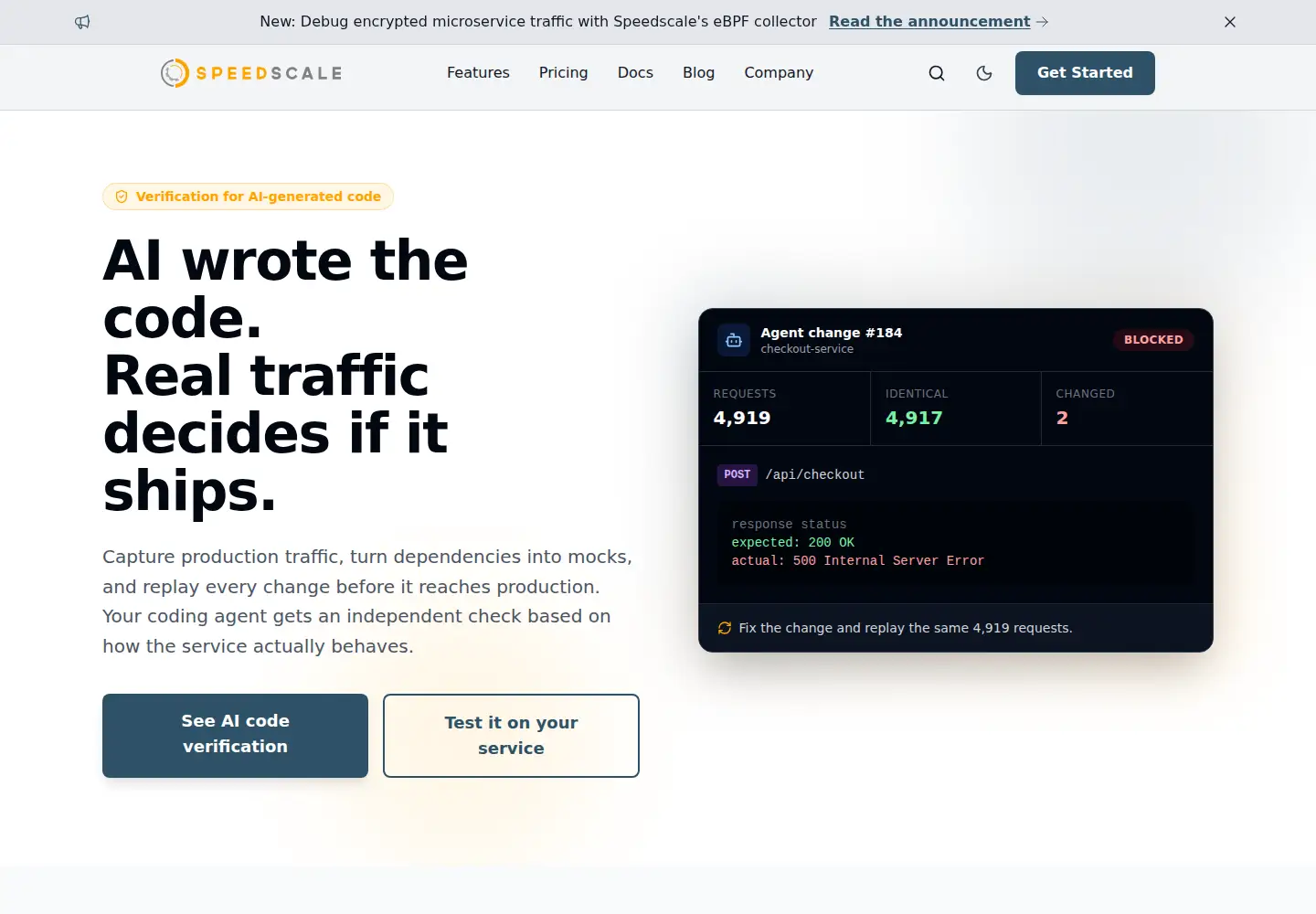 Screenshot of speedscale.com
