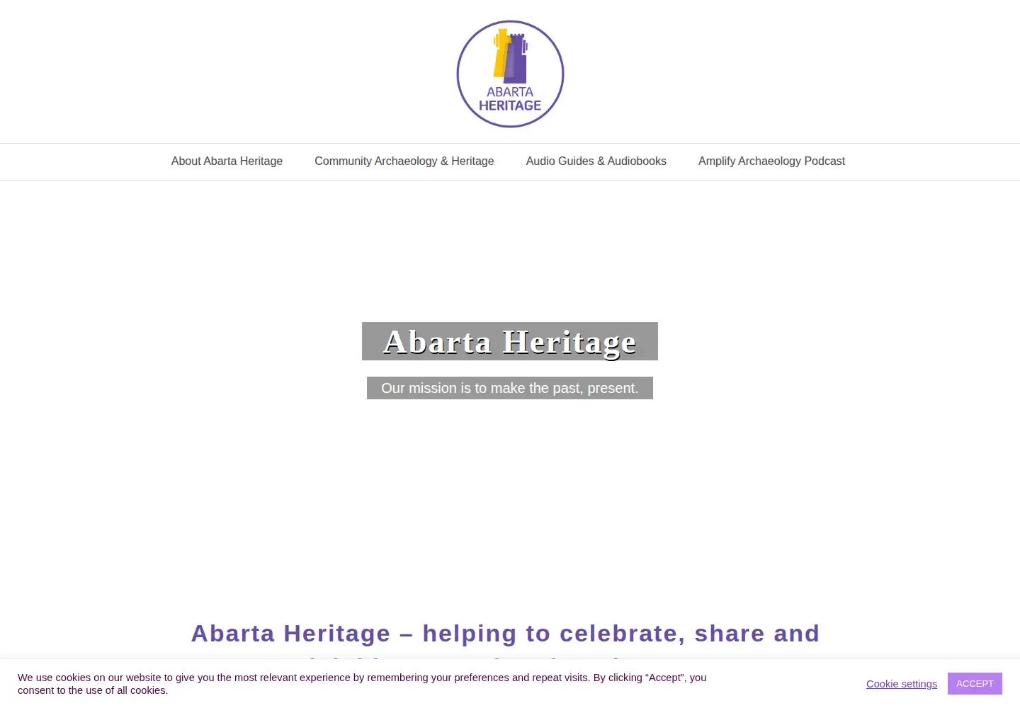 Captured homepage of abartaheritage.ie in the current scan