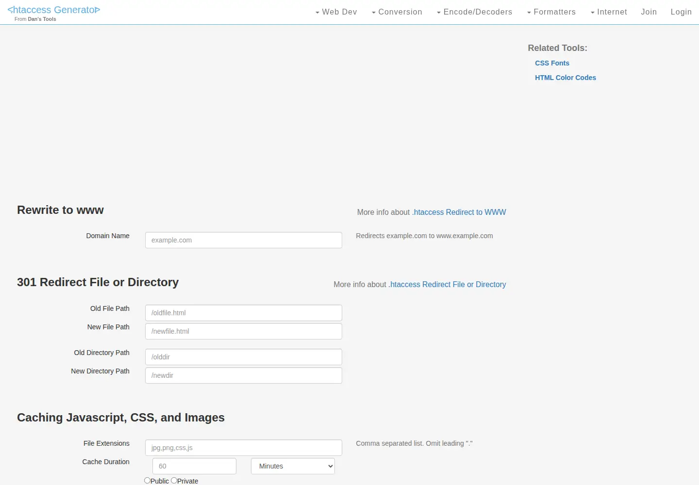 Screenshot of htaccessredirect.net