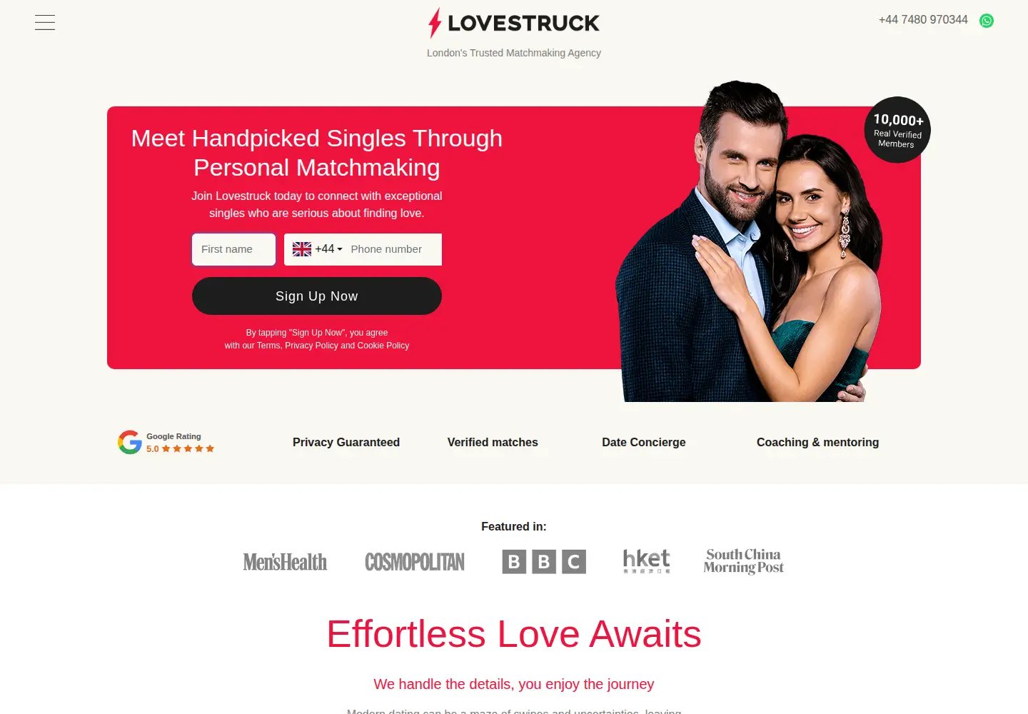 Captured homepage of lovestruck.com in the current scan