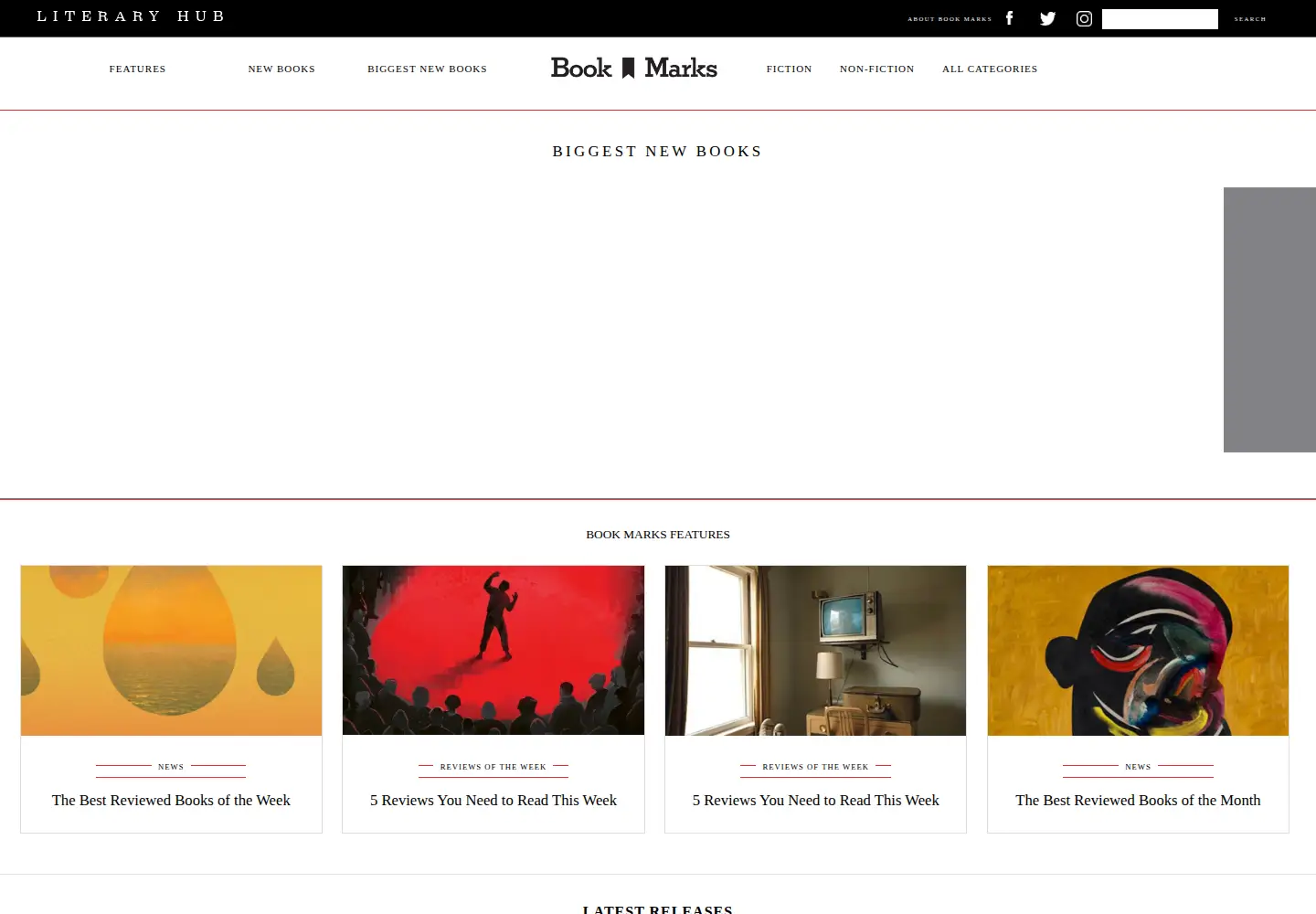 Captured homepage of bookmarks.reviews in the current scan
