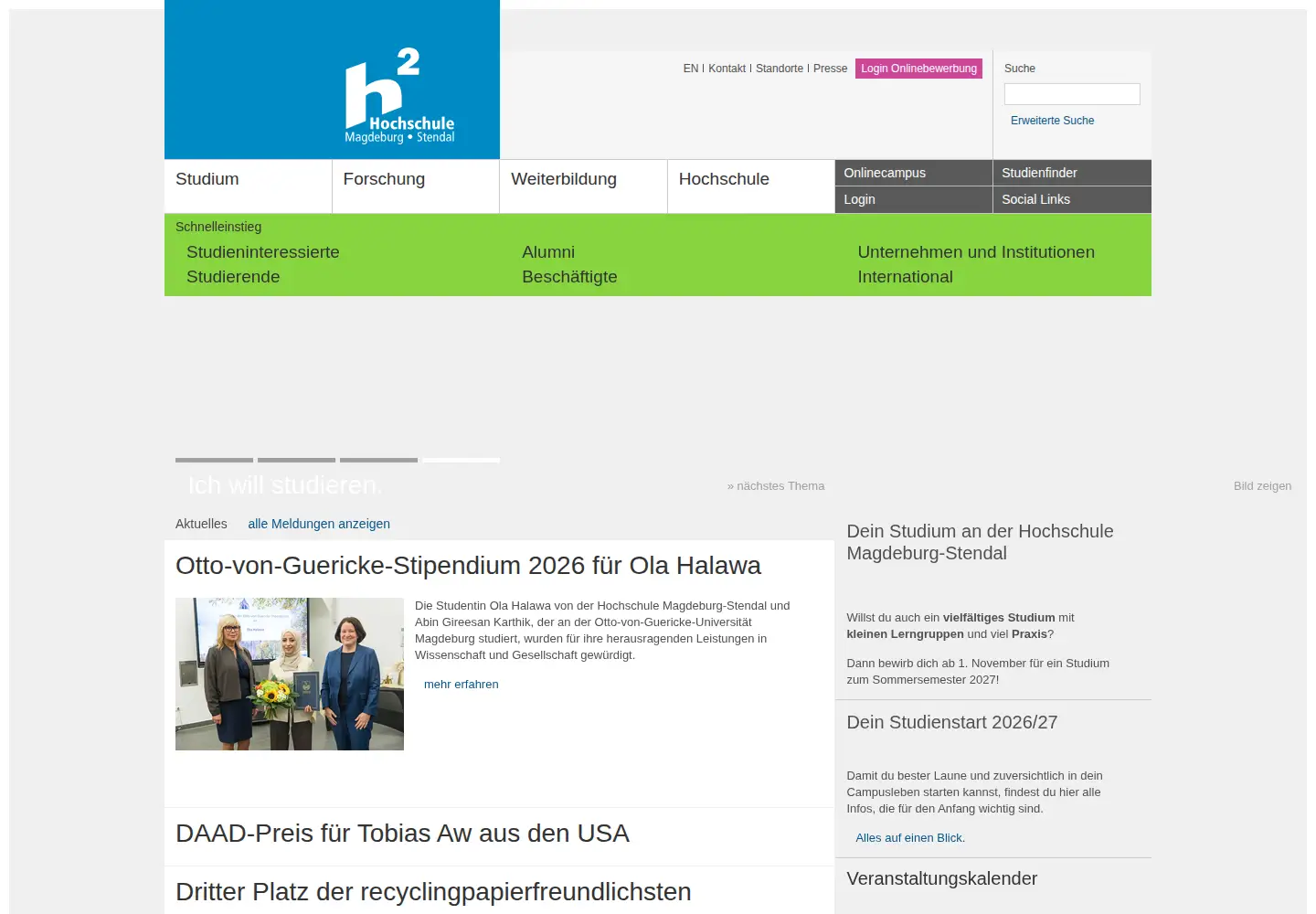 Screenshot of hs-magdeburg.de