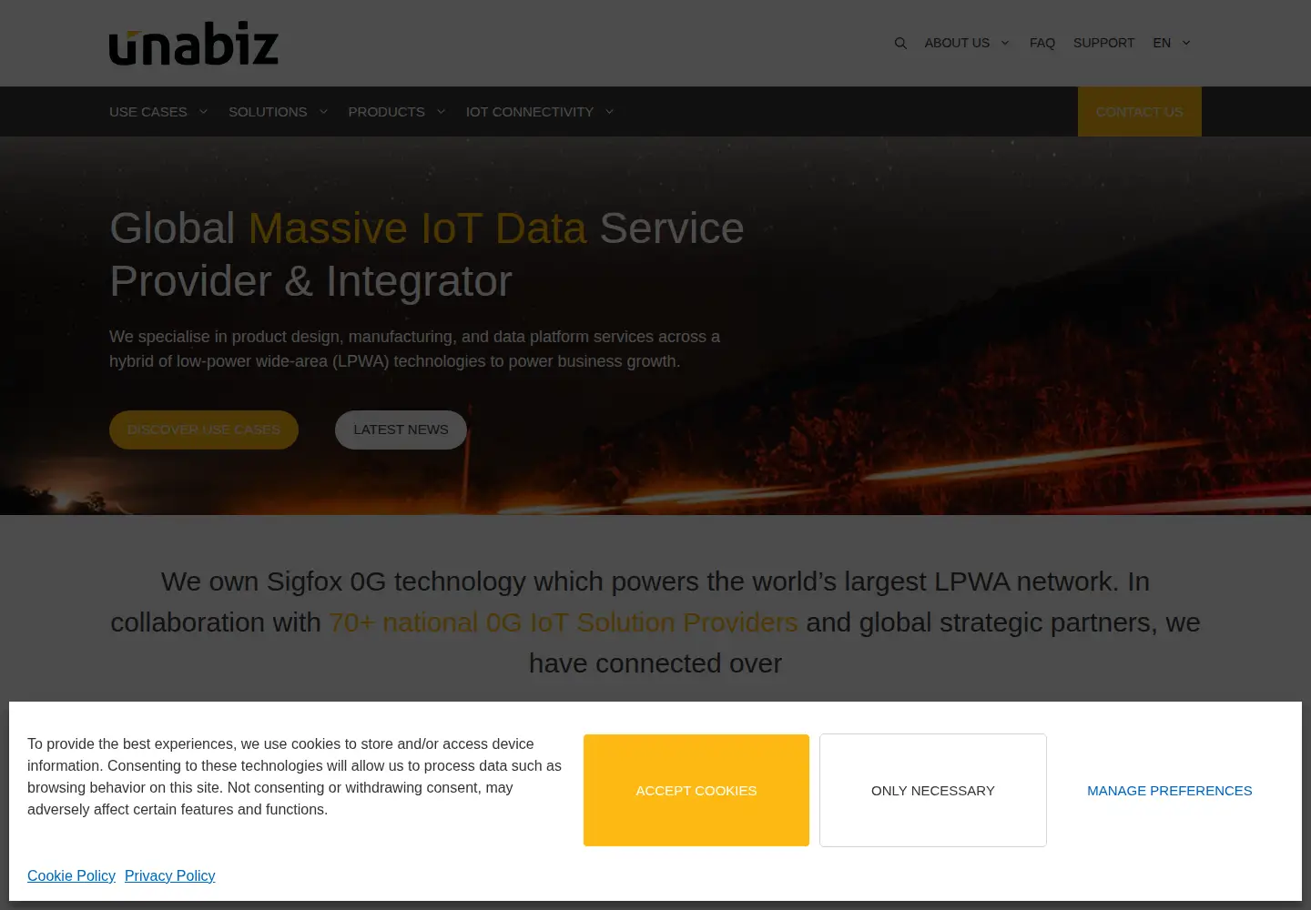 Captured homepage of unabiz.com in the current scan