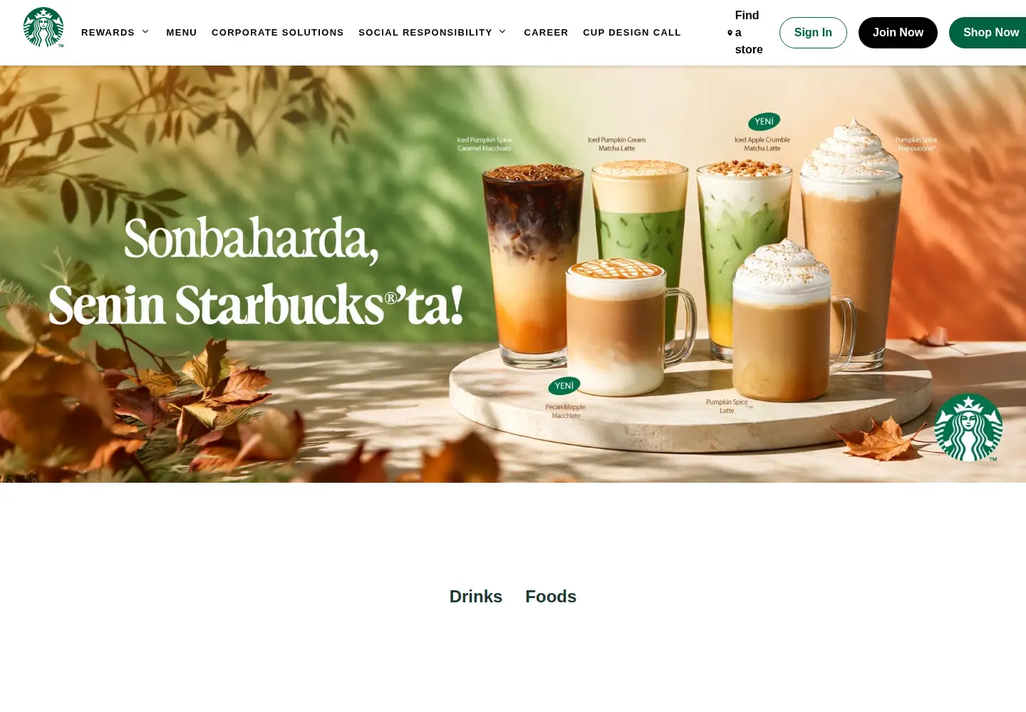 Screenshot of starbucks.com.tr