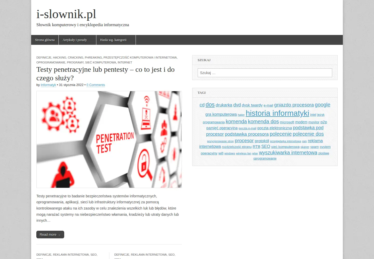 Captured homepage of i-slownik.pl in the current scan