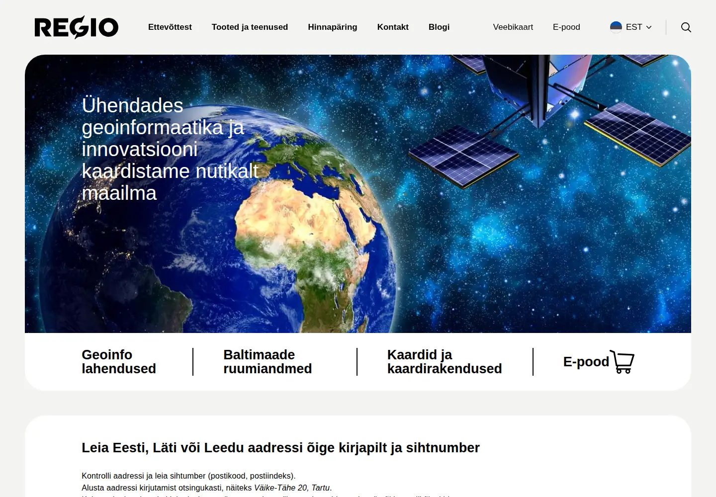 Screenshot of regio.ee