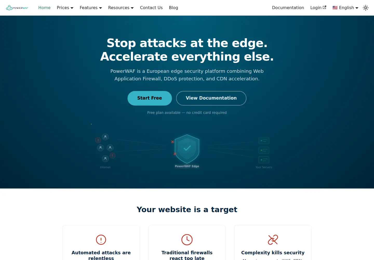 Captured homepage of powerwaf.com in the current scan