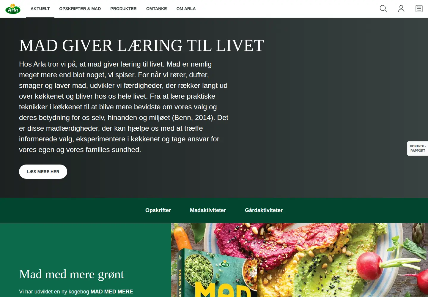 Screenshot of arla.dk