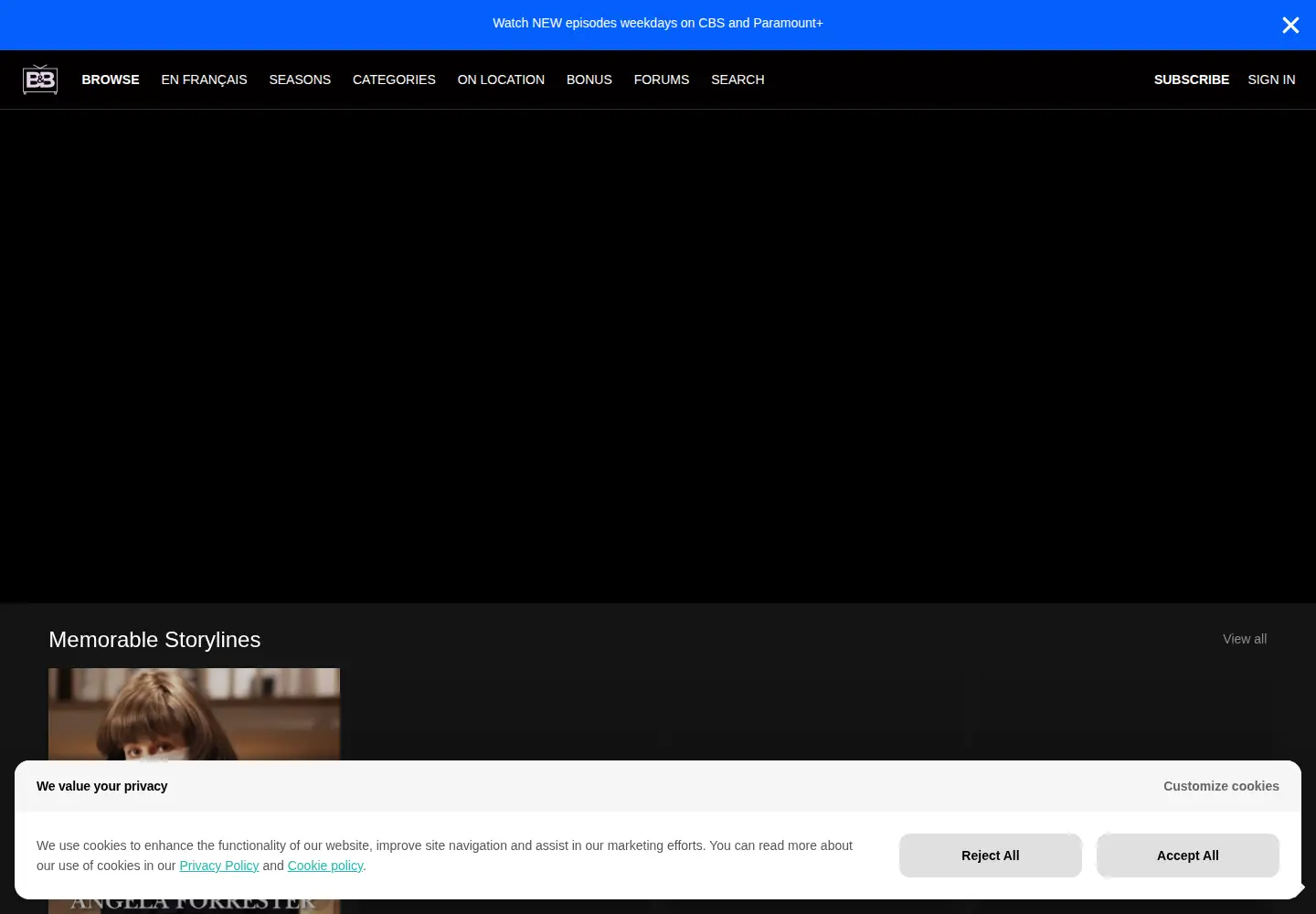 Captured homepage of boldandbeautiful.com in the current scan