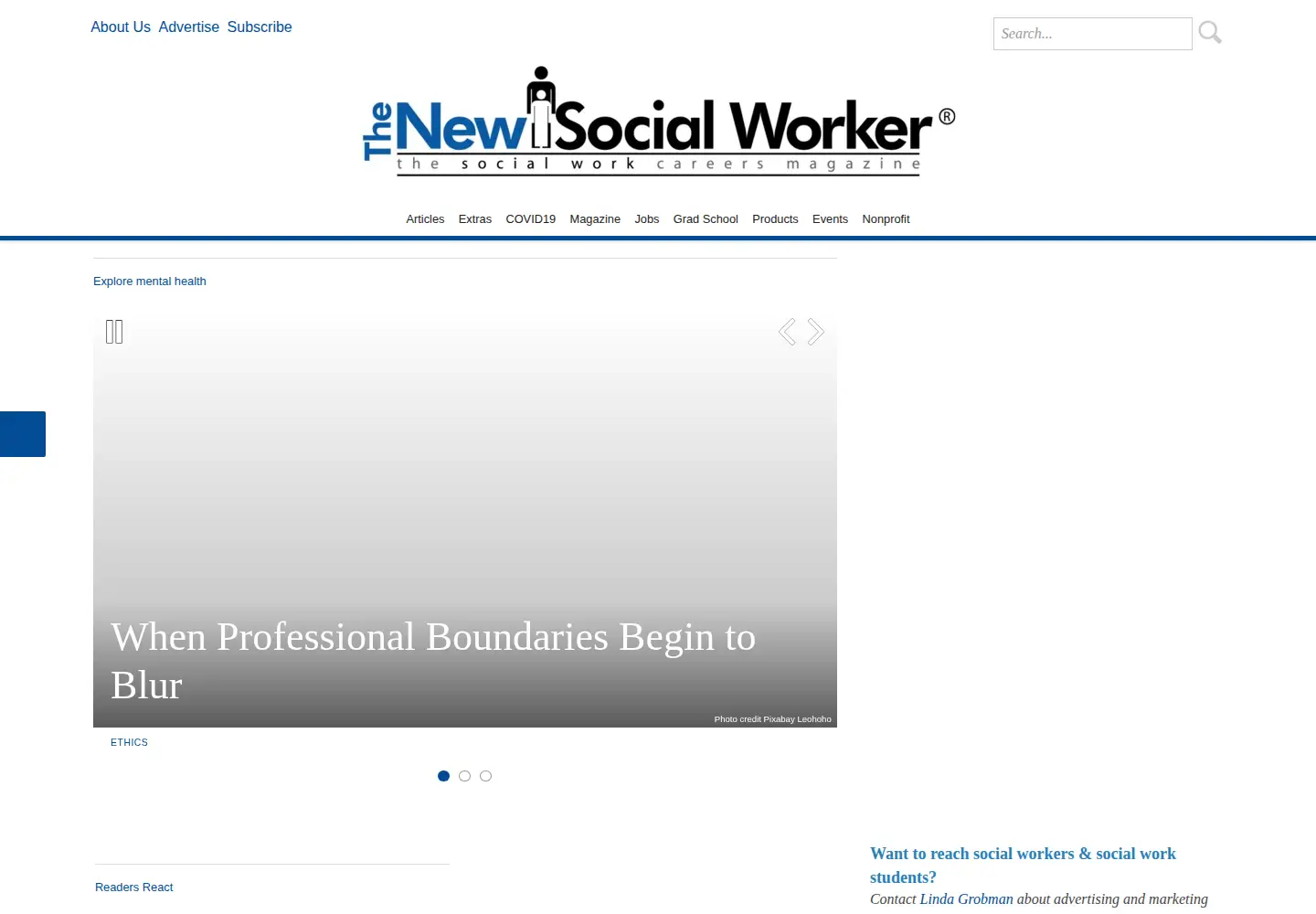 Captured homepage of socialworker.com in the current scan