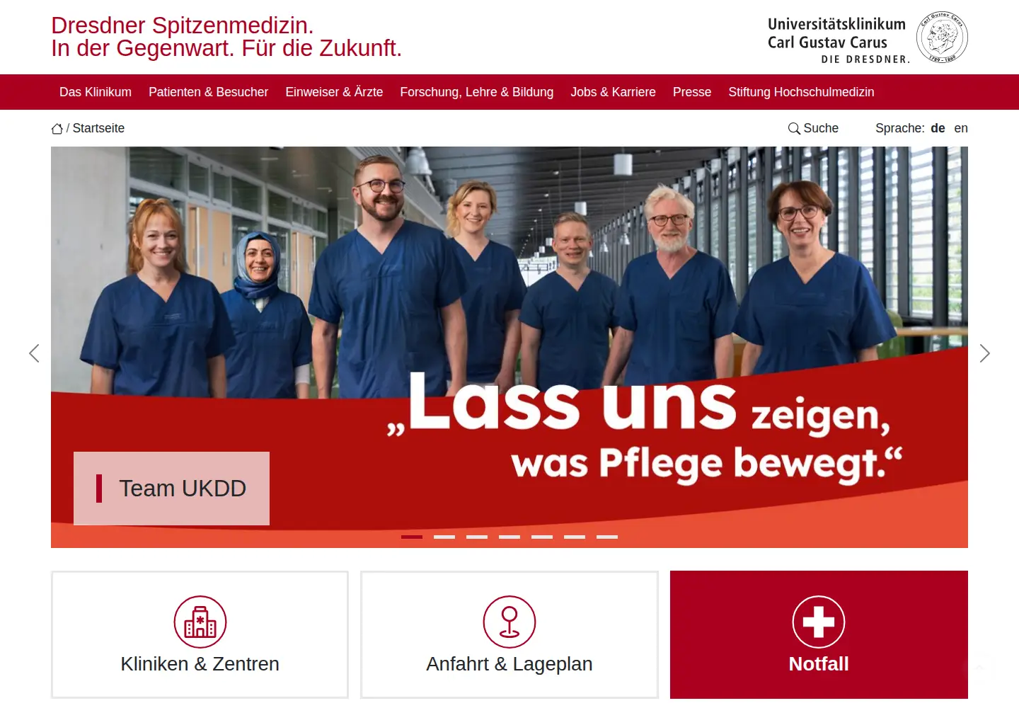 Captured homepage of uniklinikum-dresden.de in the current scan