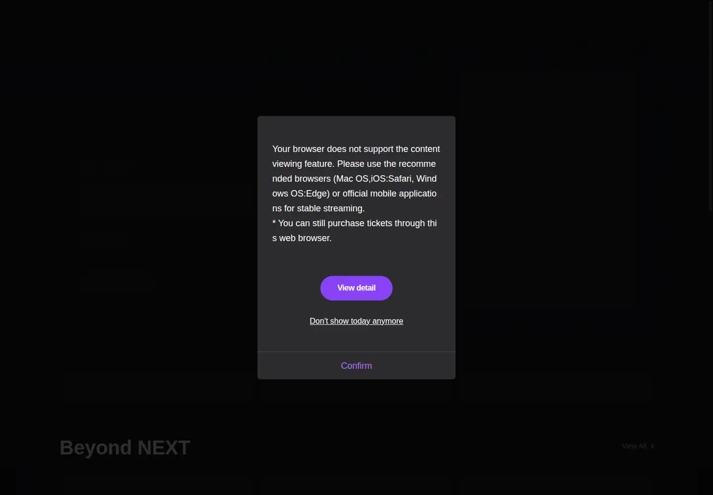 Screenshot of beyondlive.com