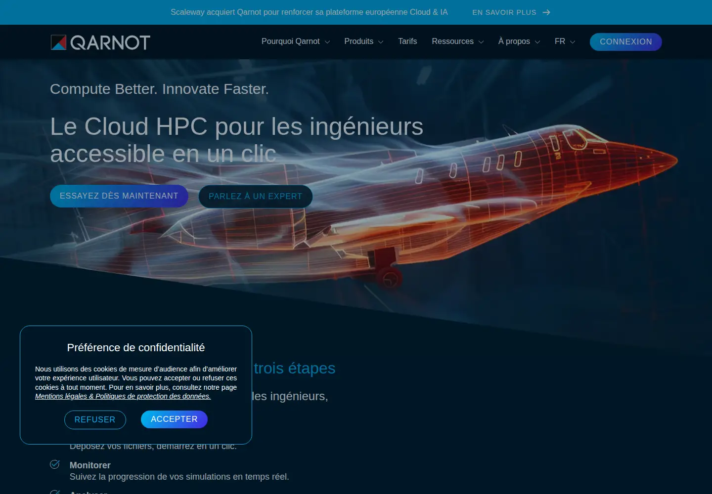 Captured homepage of qarnot.com in the current scan