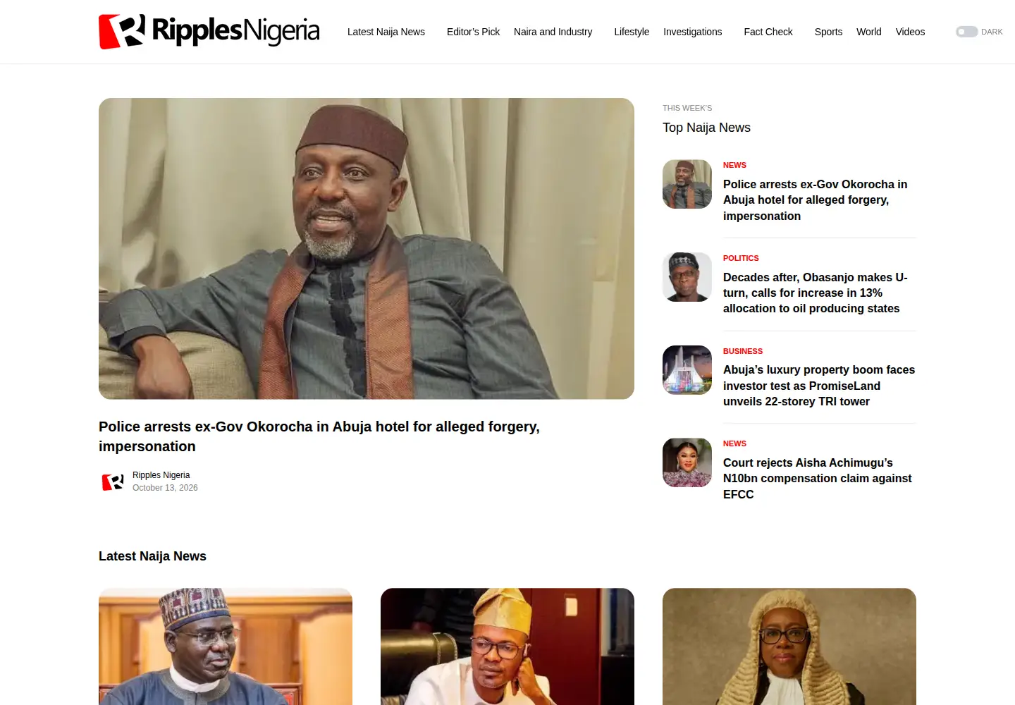 Screenshot of ripplesnigeria.com
