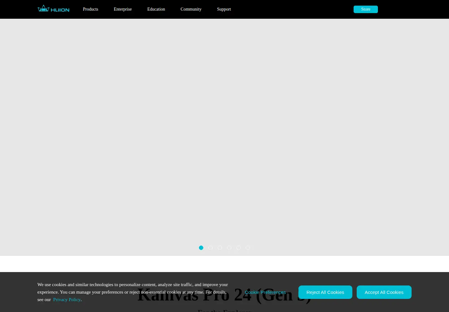Captured homepage of huion.com in the current scan