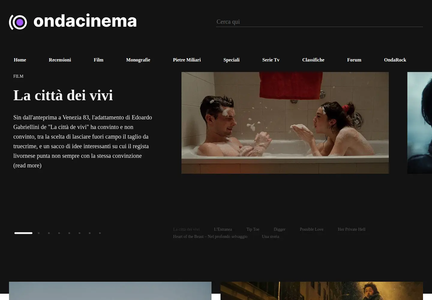 Captured homepage of ondacinema.it in the current scan