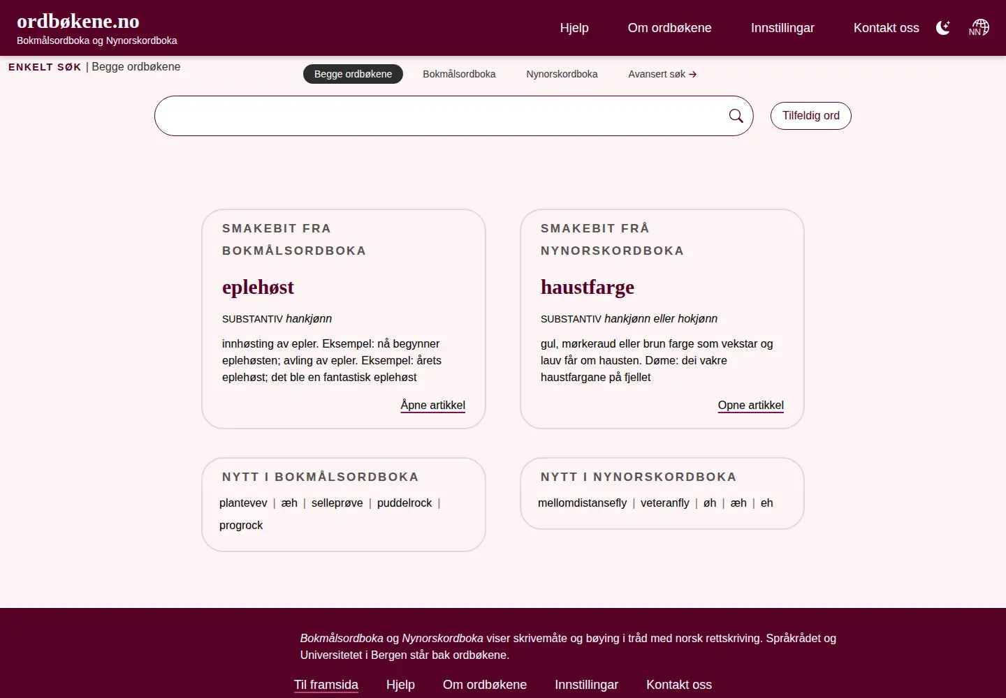 Screenshot of xn--ordbkene-84a.no