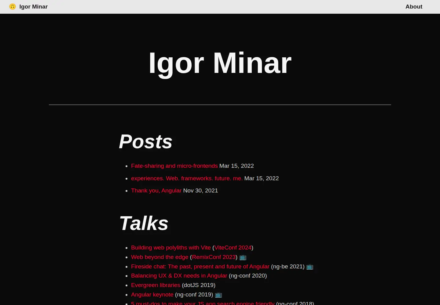 Captured homepage of igor.dev in the current scan