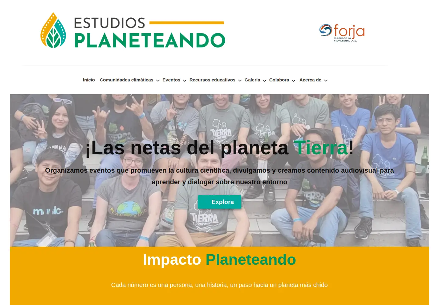 Captured homepage of planeteando.org in the current scan