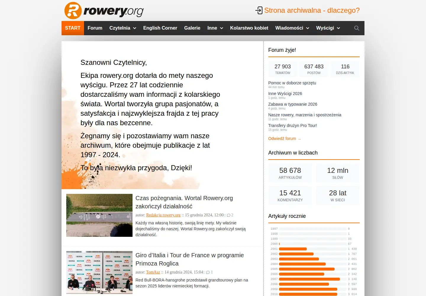 Screenshot of rowery.org
