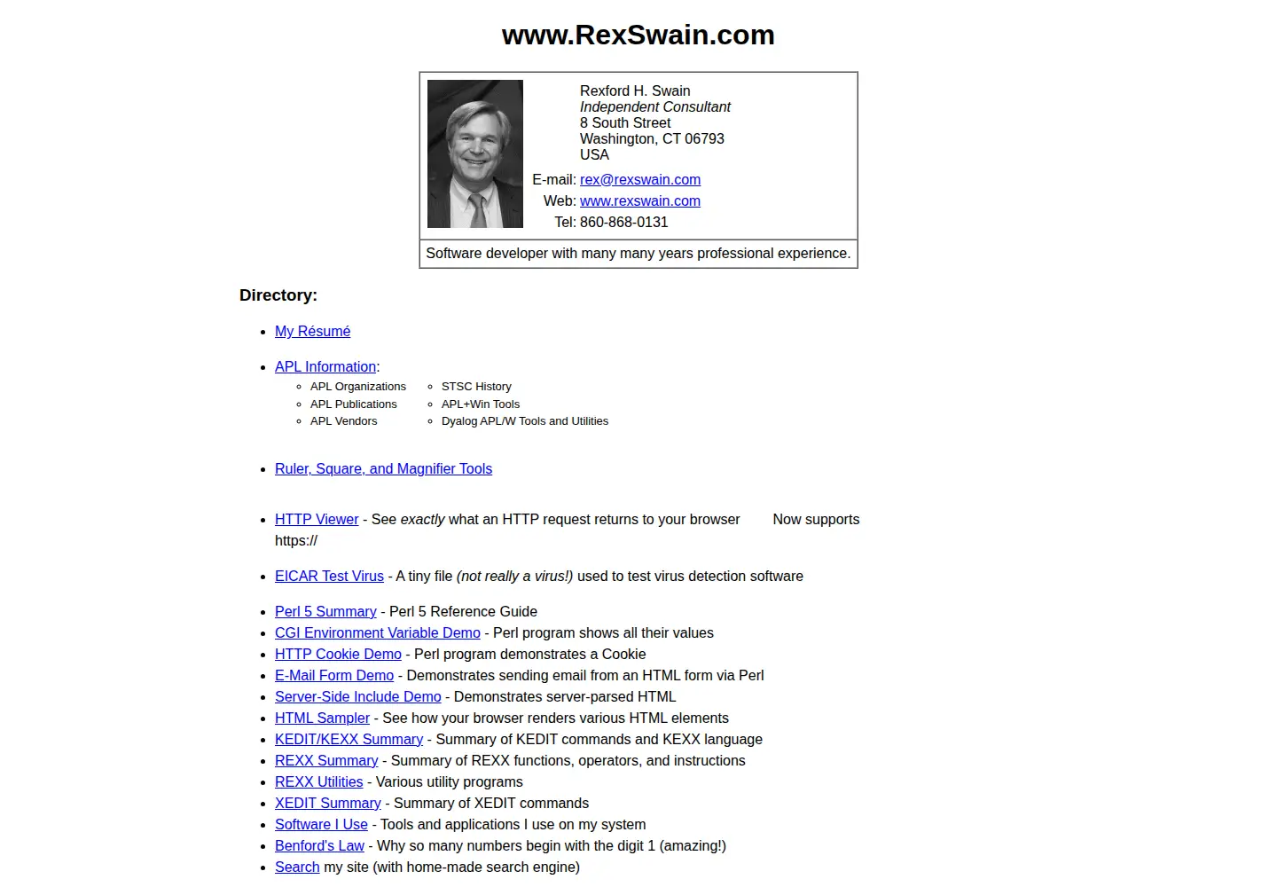 Screenshot of rexswain.com
