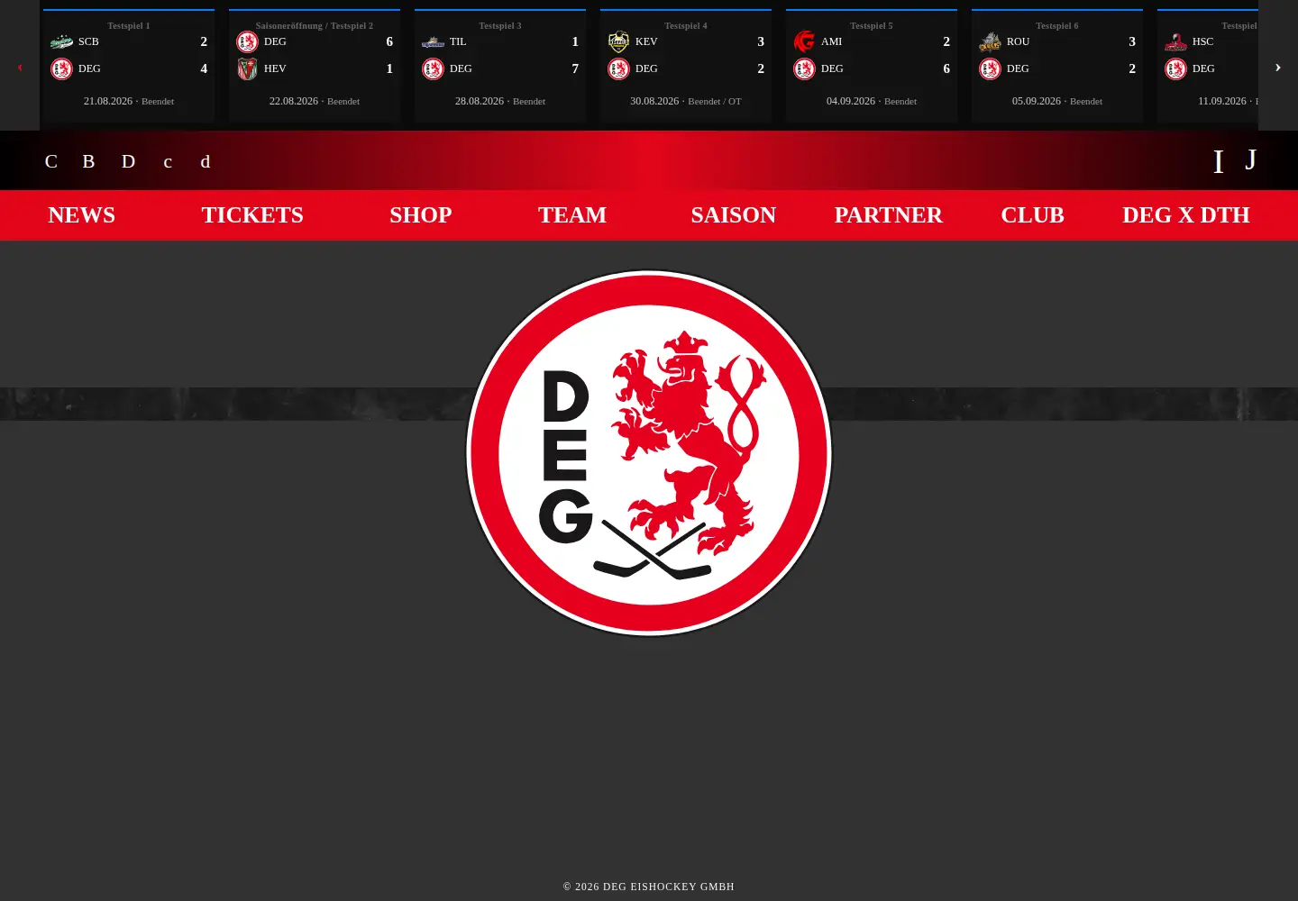 Captured homepage of deg-eishockey.de in the current scan