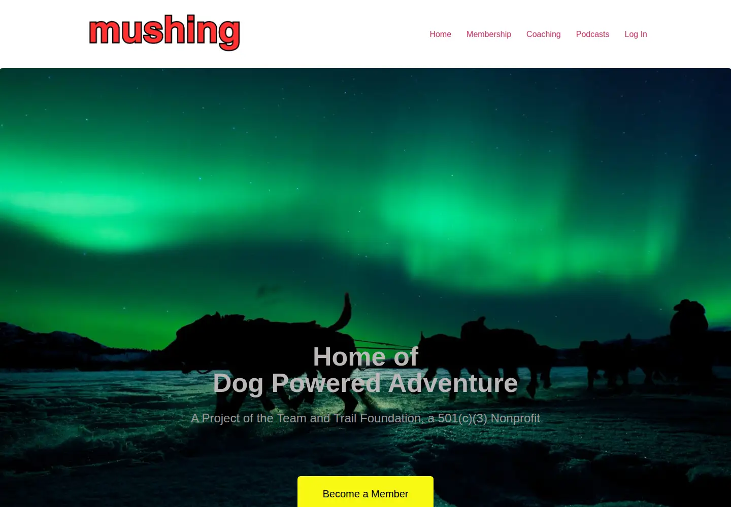 Screenshot of mushing.com