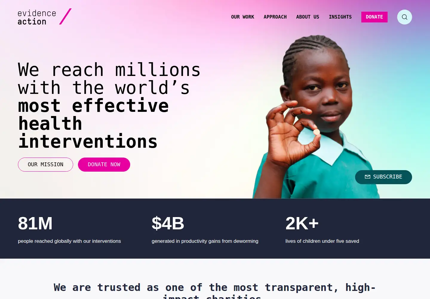 Captured homepage of evidenceaction.org in the current scan