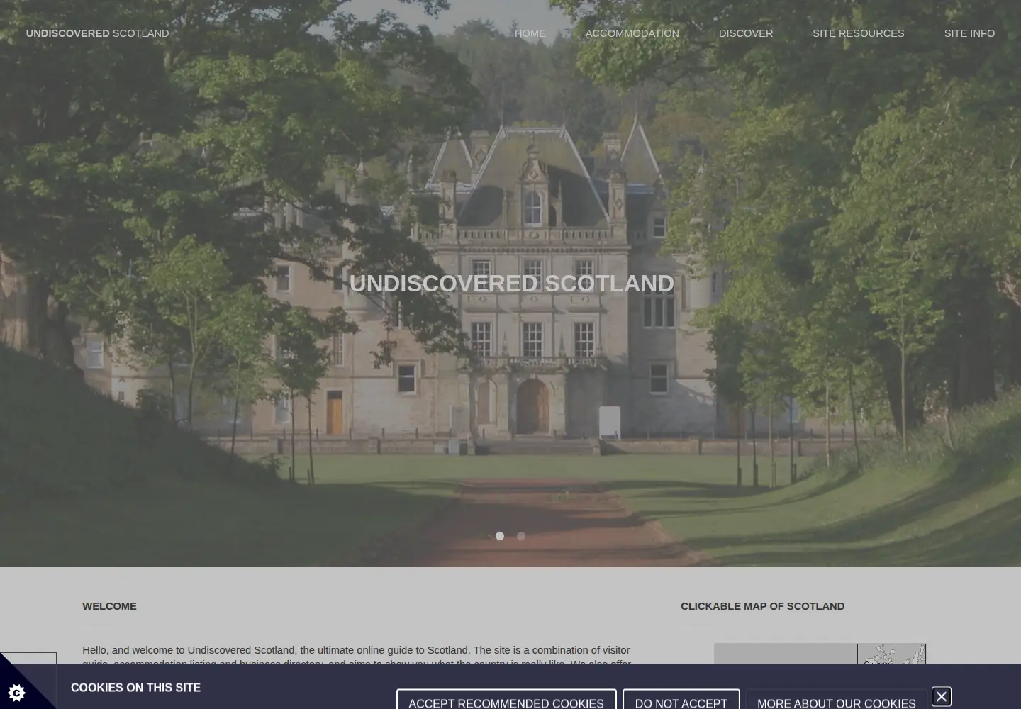 Captured homepage of undiscoveredscotland.co.uk in the current scan