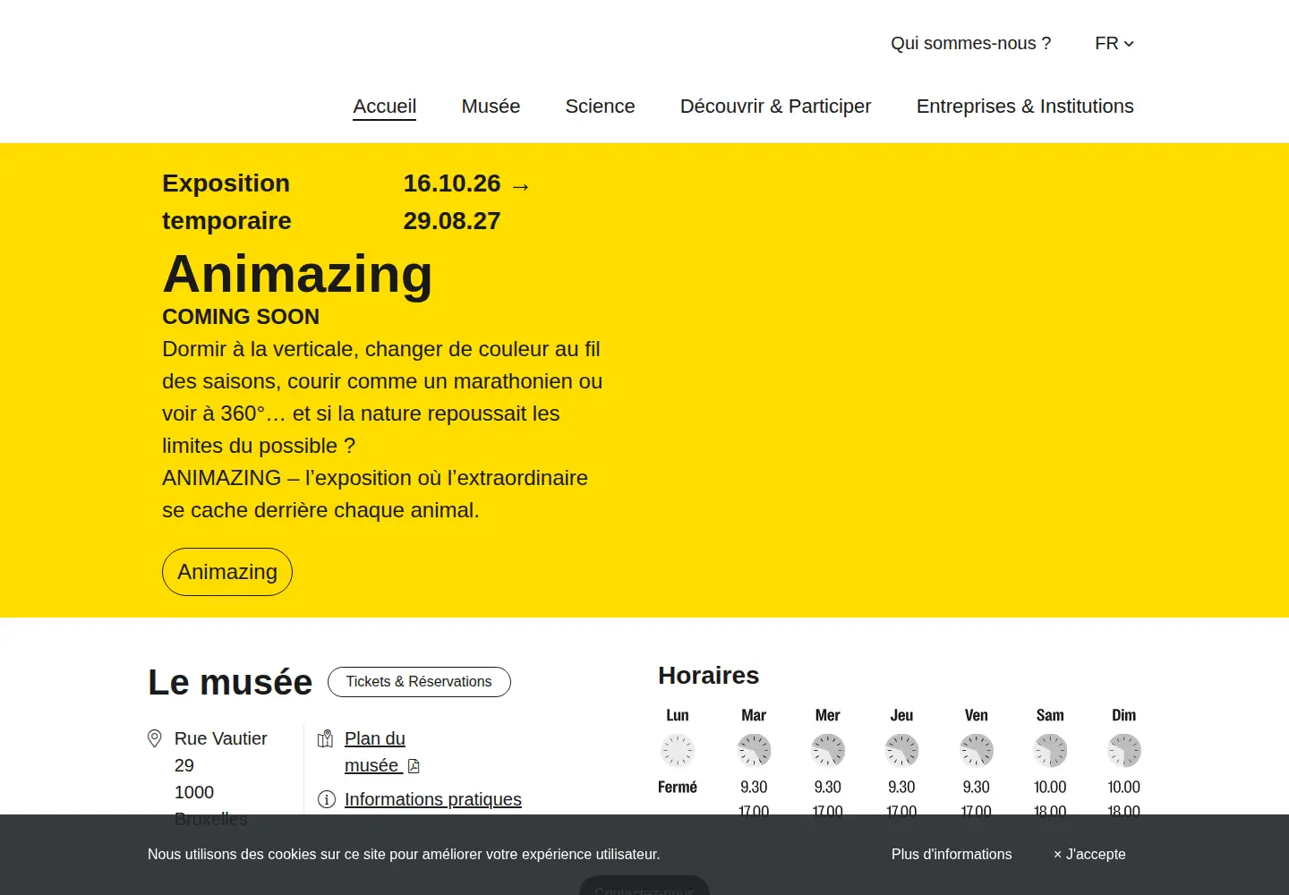 Captured homepage of sciencesnaturelles.be in the current scan