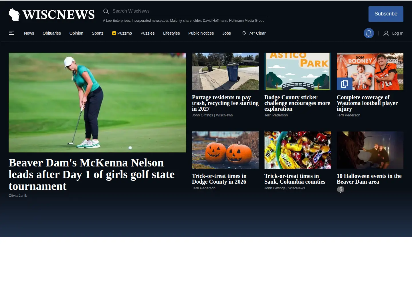 Captured homepage of wiscnews.com in the current scan