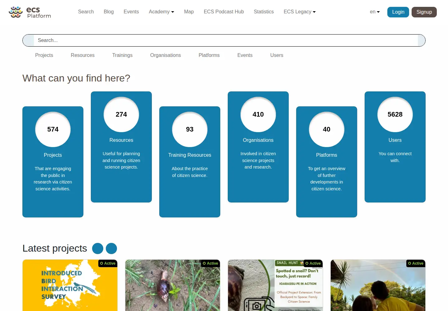 Captured homepage of eu-citizen.science in the current scan