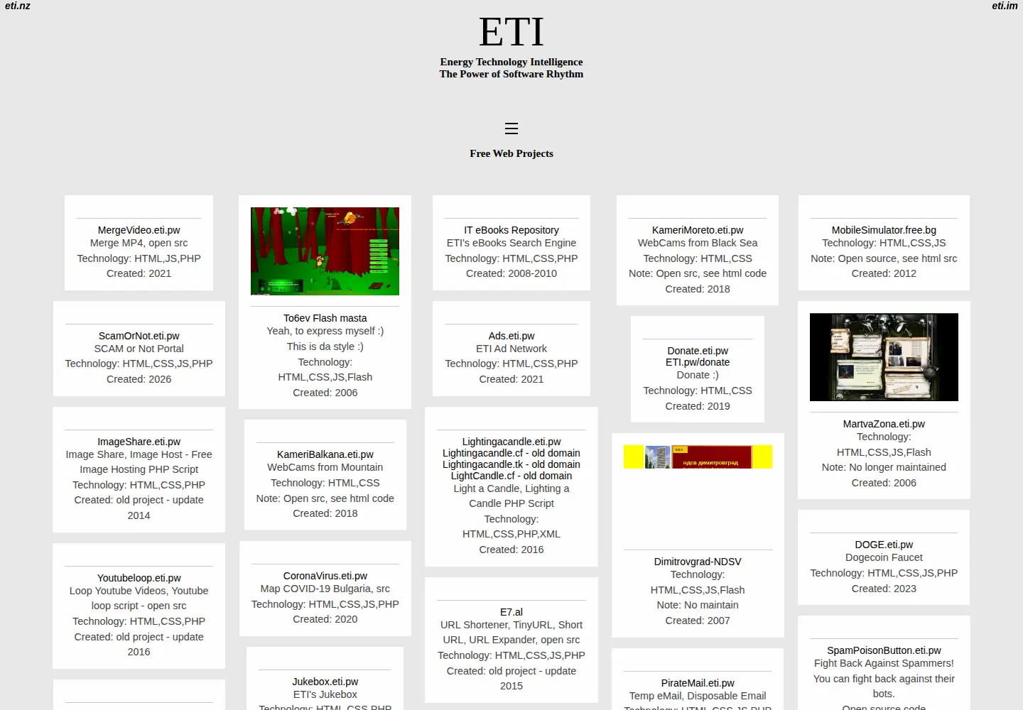 Screenshot of eti.pw