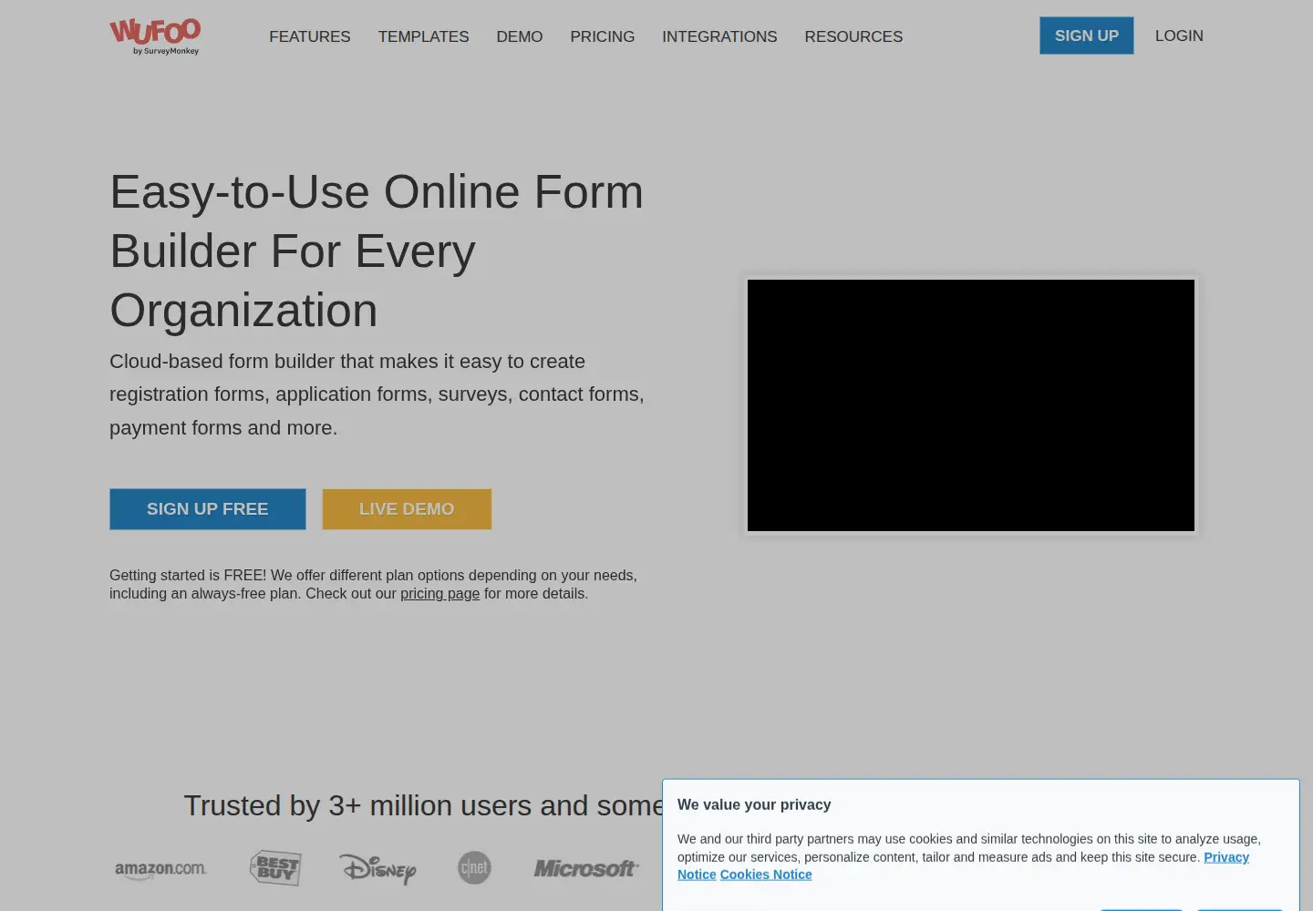 Screenshot of wufoo.com