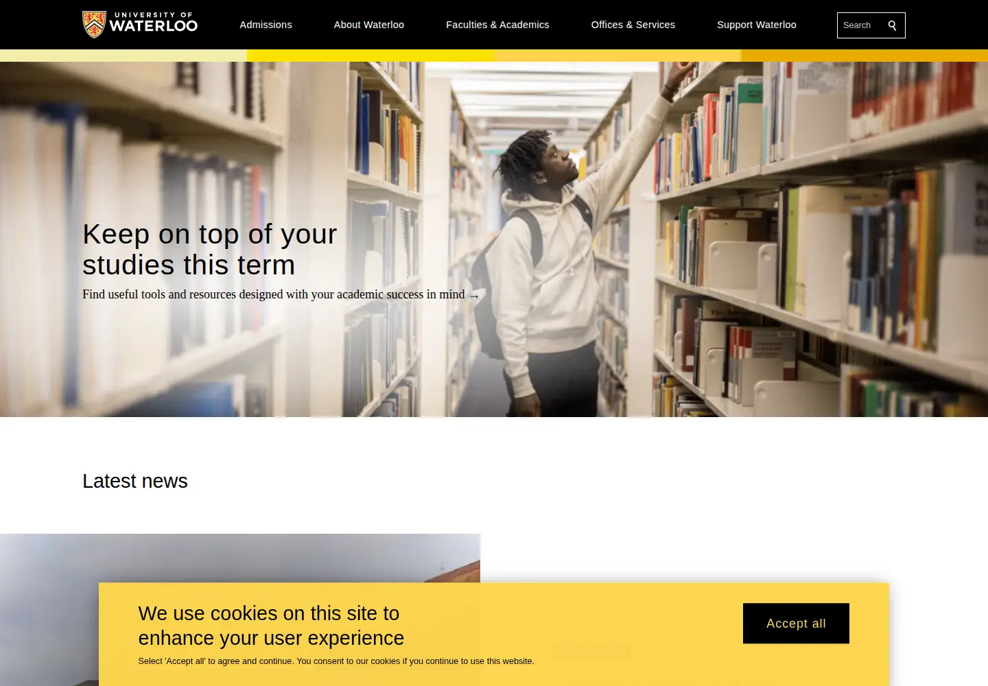 Screenshot of uwaterloo.ca