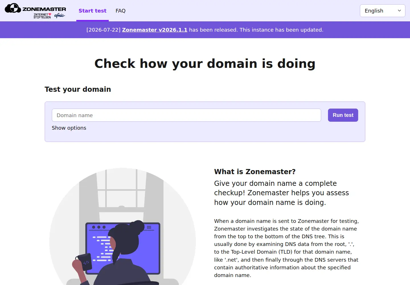 Screenshot of zonemaster.net