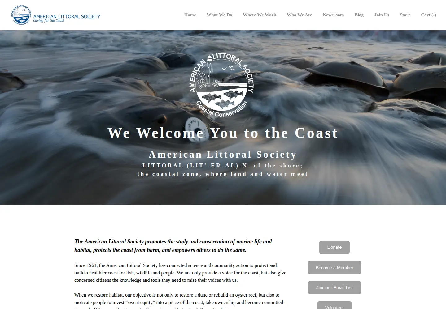 Screenshot of littoralsociety.org