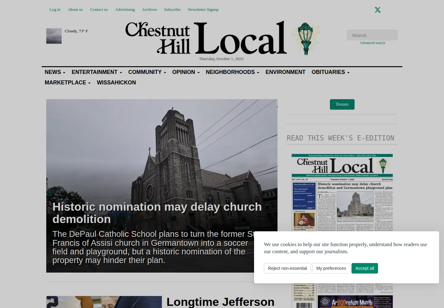 Screenshot of chestnuthilllocal.com