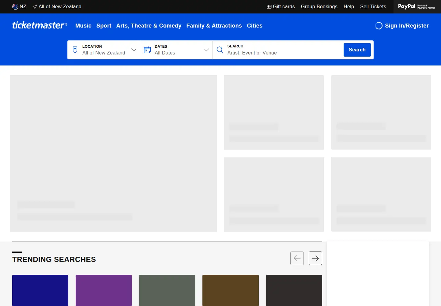 Screenshot of ticketmaster.co.nz